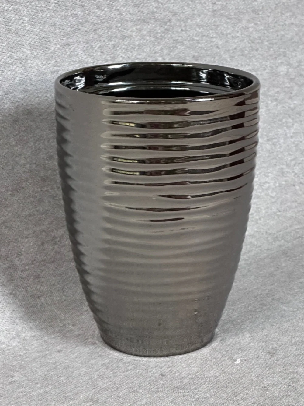 West Elm Ribbed Metallic Ceramic Cylinder Vase